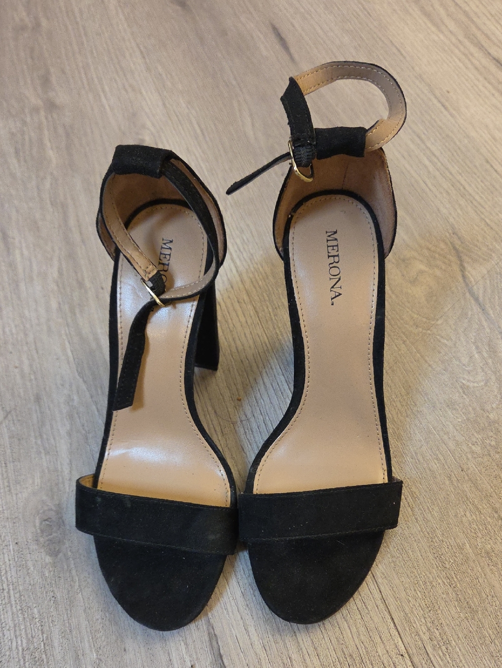 Merona Black Ankle-Strap Block Heel Sandals